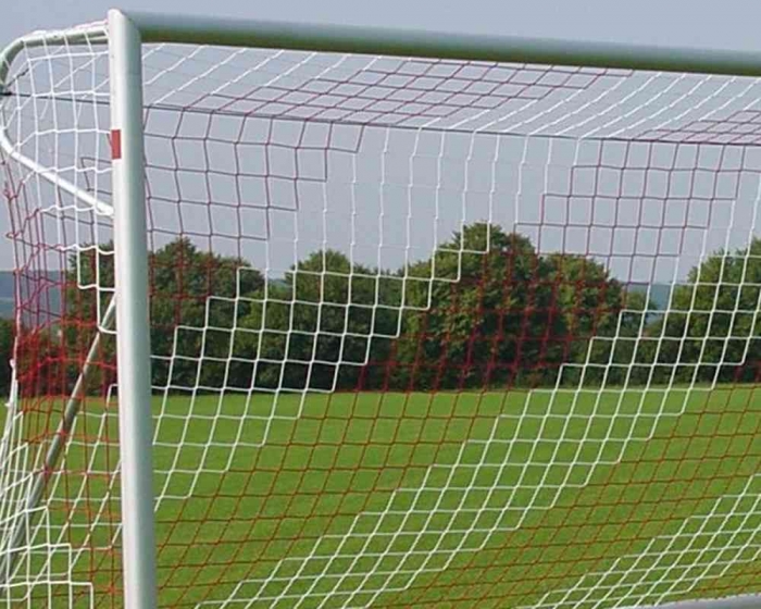 Tornetz 5,15 x 2,05 m fr Jugendtor<br> 2-farbig in Vereinsfarben<br> Tortiefe <b>oben 80 cm unten 150 cm</b> - Bild