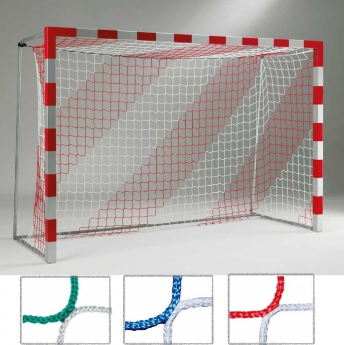 Tornetz 3,10 x 2,10 m fr Kleinfeldtor<br> 2-farbig in Vereinsfarben<br> Tortiefe <b>oben 80 cm unten 100 cm</b> - Bild