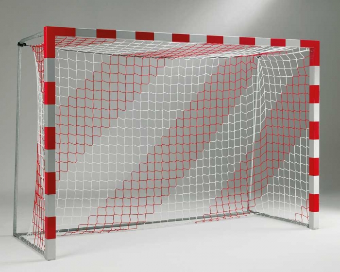 Tornetz 3,10 x 2,10 m fr Kleinfeldtor<br> 2-farbig in Vereinsfarben<br> Tortiefe <b>oben 80 cm unten 100 cm</b> - Bild