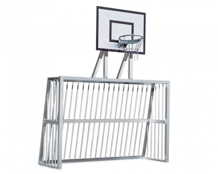 Bolzplatztor mit Basketballaufsatz<br> Alu Profil <b> 120x100 mm</b> - Bild